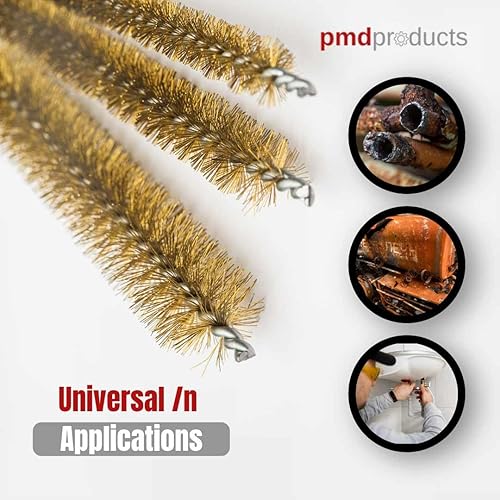 Miniatura 5 de PMD Products Kit de cepillos de limpieza de tubos de 10 piezas | Cepillos de alambre de latón y cepillos de acero inoxidable de 12 pulgadas de largo