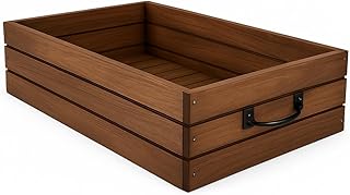 Darla'Studio 66 Rustic Wooden Under Bed Storage Crate with Handle – 19" x 27-3/4" x 7-3/8" Rolling Organizer Bin for Blankets, Clothes, and Home Storage