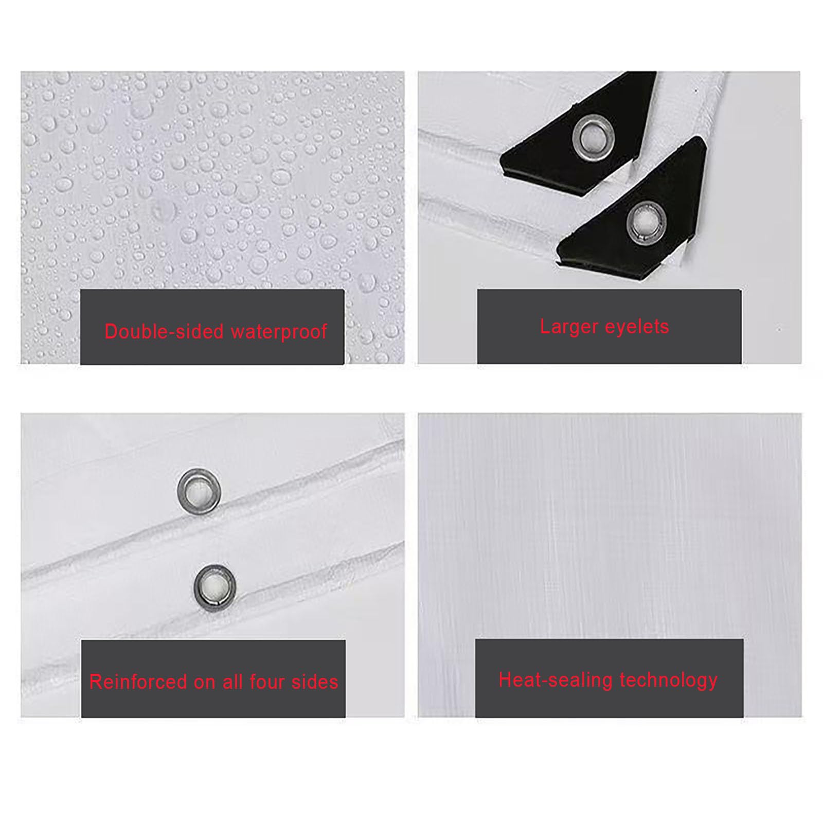 Lona Impermeable Exterior 270 x 330 cm Resistente a Los Rayos UV Lona de Plástico PE con Ojales, 120 G M² para Terrazas Muebles Leña Jardín Piscina Coche, Blanco
