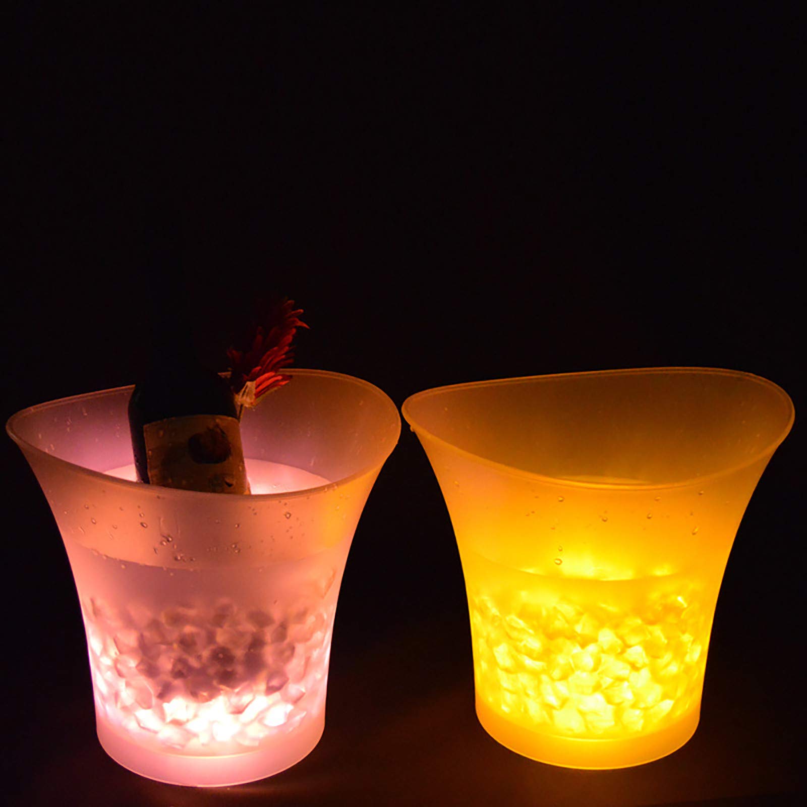 Genérico Cubo de Hielo LED 5L, Cubo de Champán con Luz Multicolor Cambiante Automático, Cubo Enfriador para Vino,Champán,Cerveza, Resistente al Agua, para Fiestas,Bares,Casa,Club