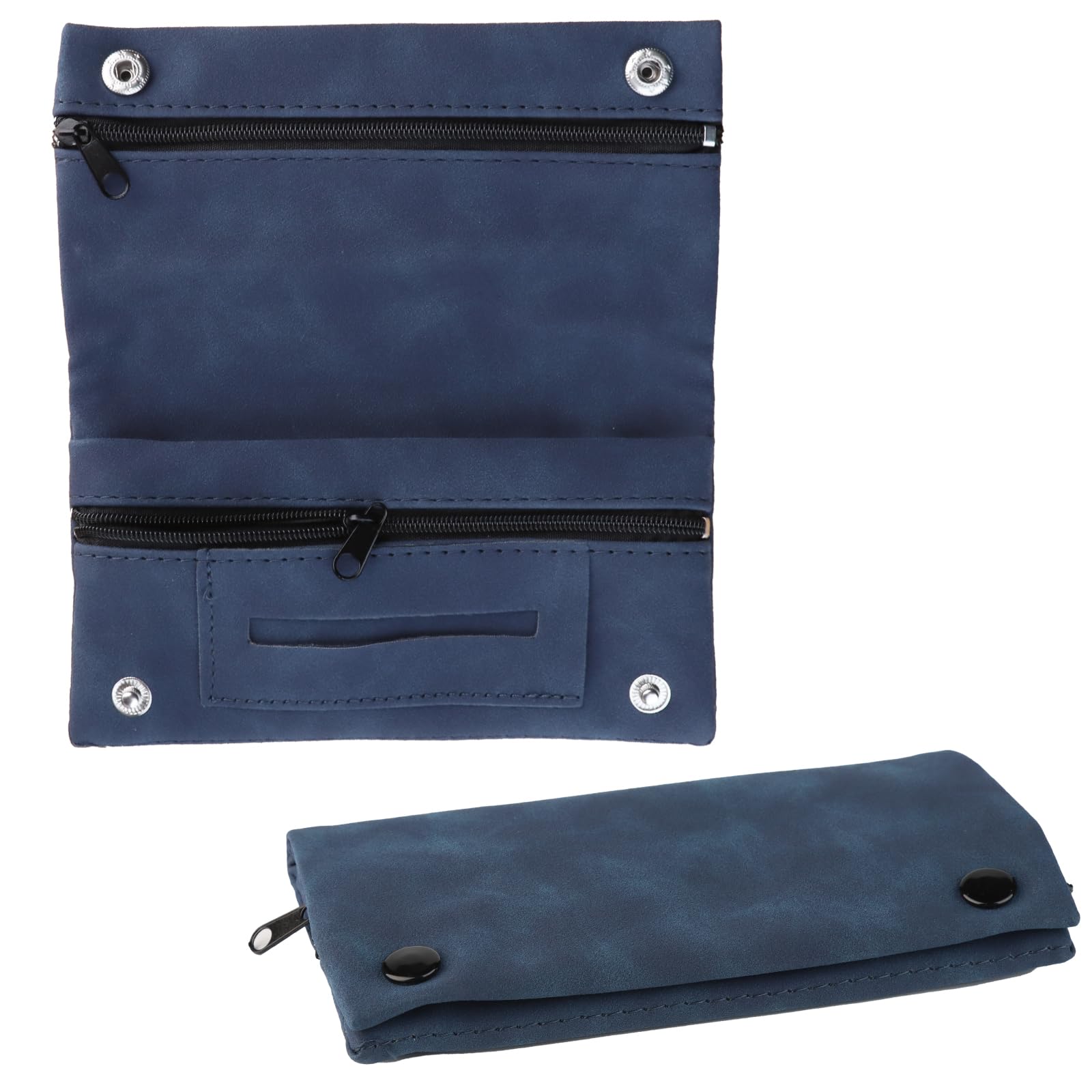 LHOEST tabacco in pelle, per tabacco, borsa girevole con chiusura magnetica, pieghevole, portatile, multistrato, Blu, casual
