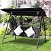Outsunny 3-Sitzer Hollywoodschaukel Schaukel Polyrattan Metall mit Kissen belastbar bis 360kg Neu (Schwarz)