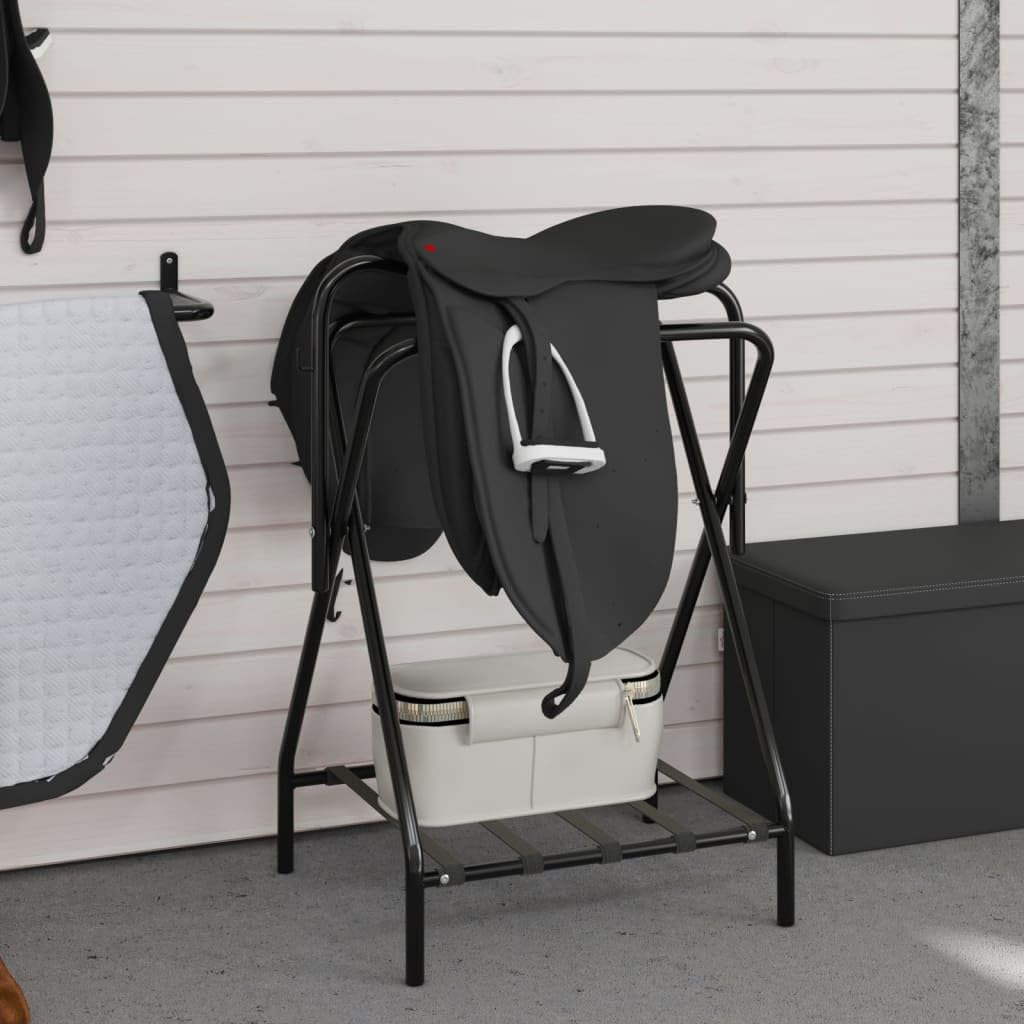 Genérico Soporte de Montura Plegable de pie Independiente Hierro Negro,Deportes,Actividades al Aire Libre,Equitación,Accesorios para riendas de Caballos,Accesorios para sillas de montar-172441