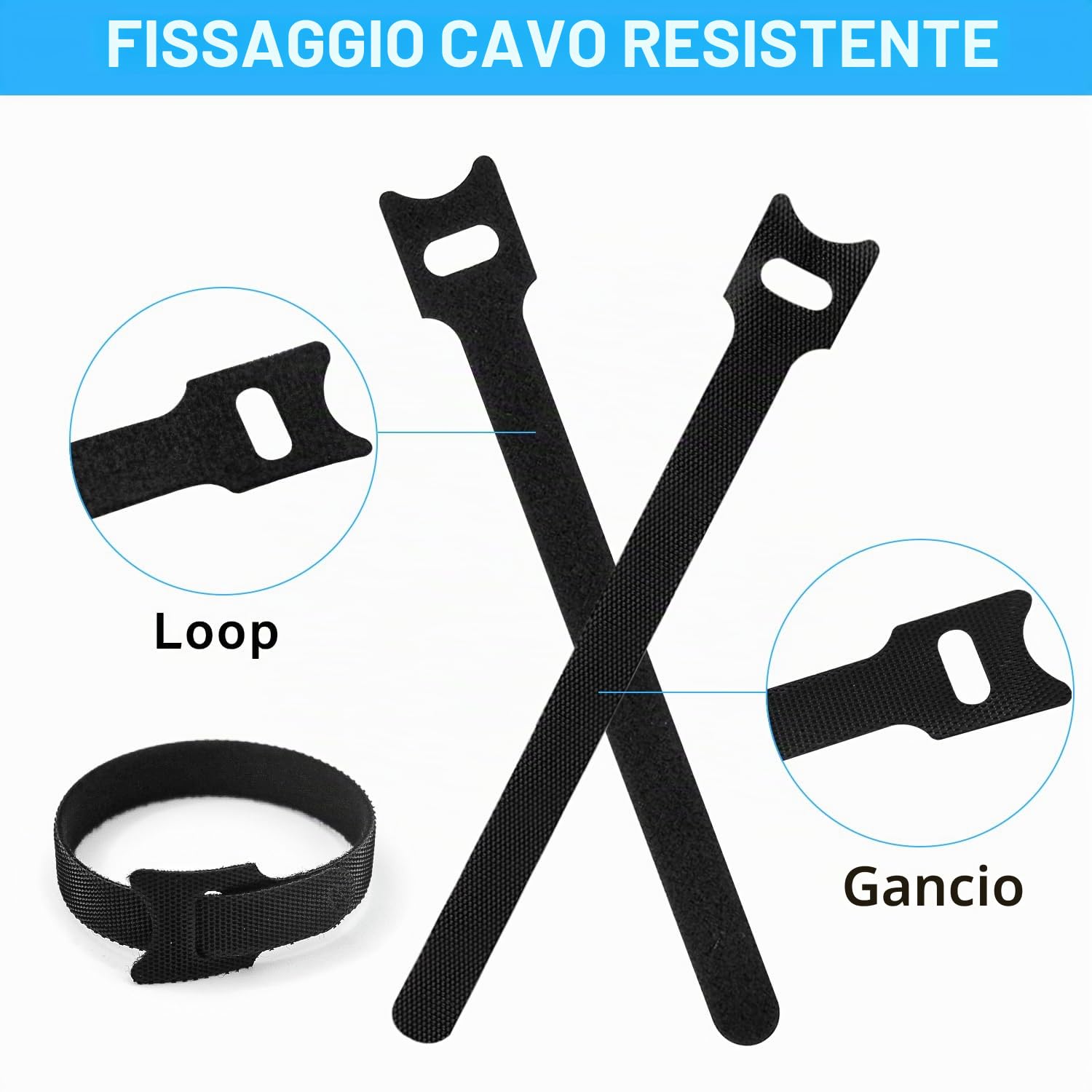 100 Fascette Cavi riutilizzabili, in 4 diverse lunghezze, 200 mm/150mm/120 mm/100 mm, Nylon Fascette nere, per casa, ufficio, ufficio