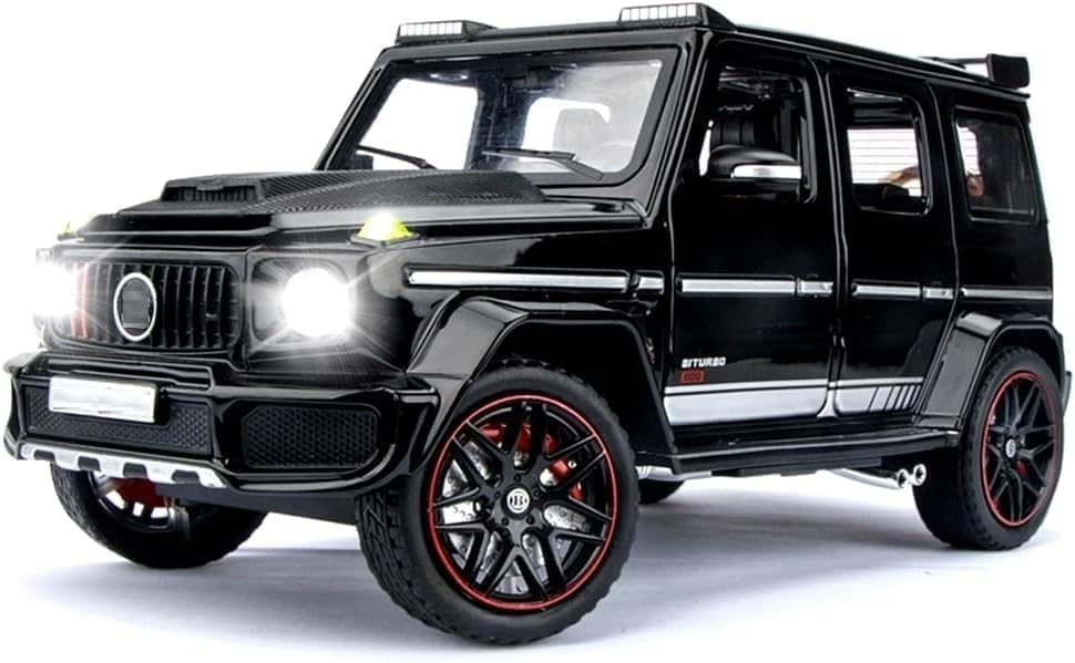 Image of 1:32 Scale Model Car - Exclusive Alloy Metal Pullback Toy with Openable Doors, Lights, and Music for Kids (G Wagon)