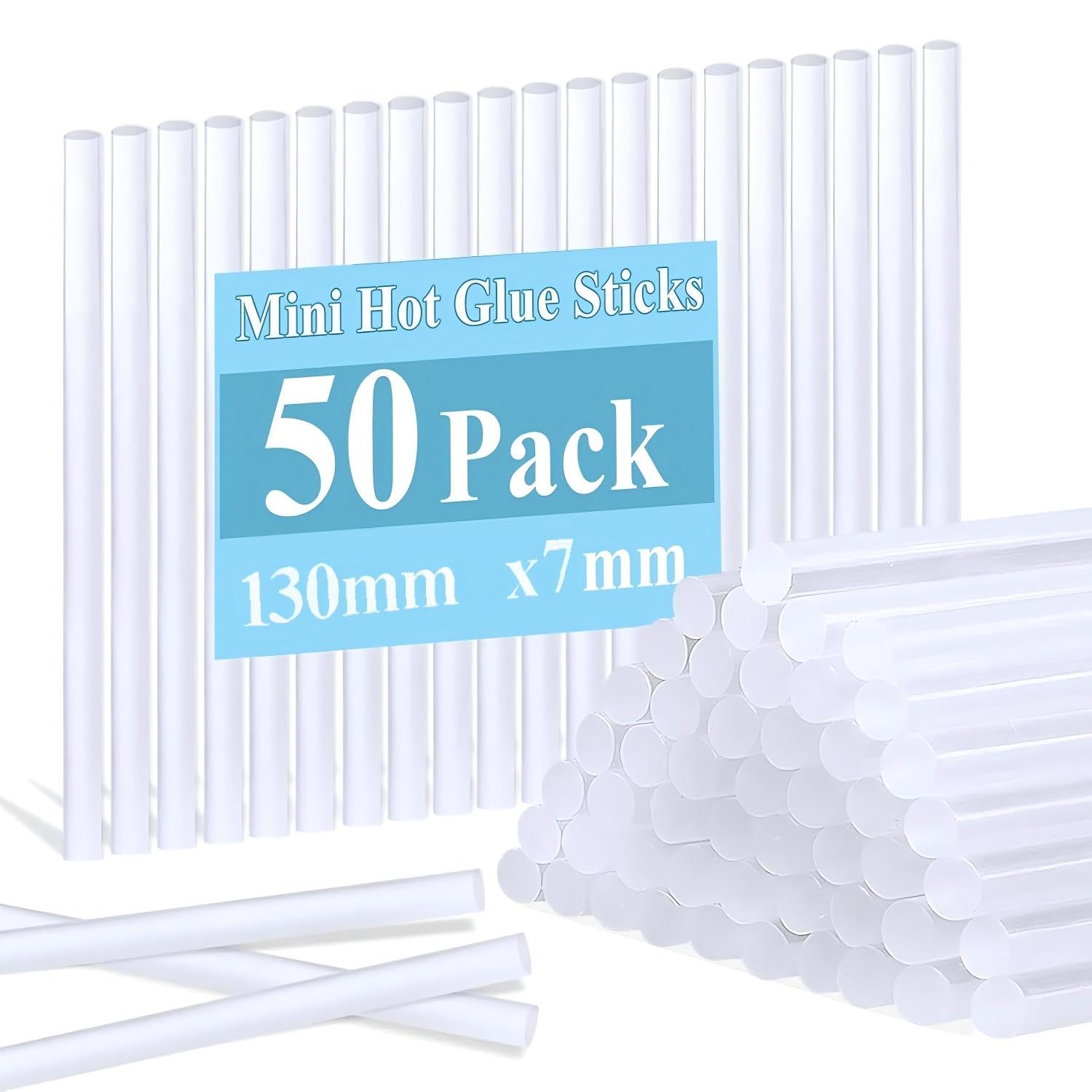 RUNSAI Heißklebesticks 7mm x 130mm, Heißklebepistole Sticks Klebesticks Weiss Klein, Klebepistole Heißkleber Nachfüller Extra Stark & Schnelltrocknend, Heißklebestift Klebestifte Patronen - 50 Stück