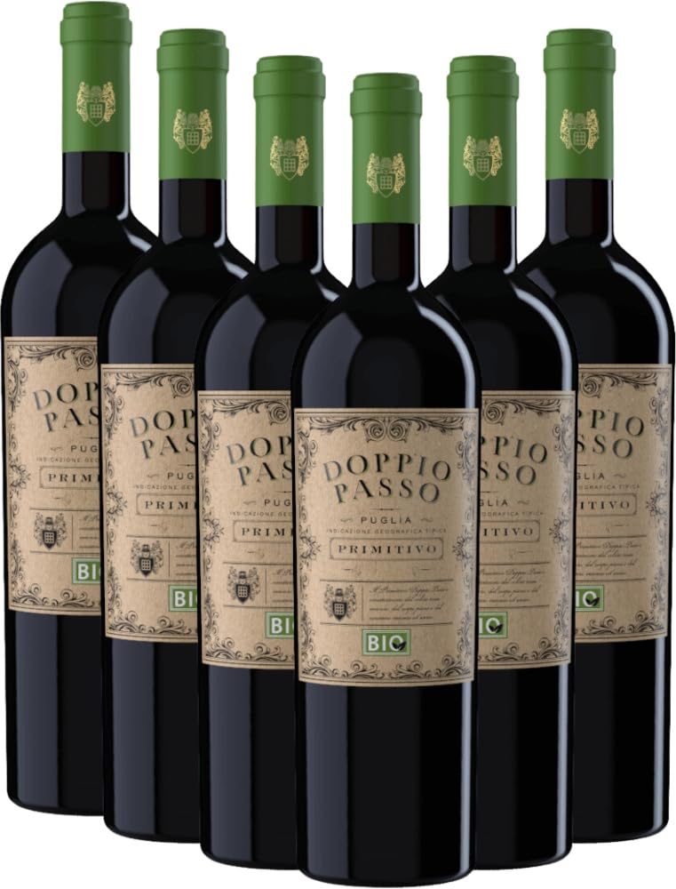 Doppio Passo Bio Primitivo Puglia IGT - CVCB Rotwein 6 x 0,75l VINELLO - 6 x Weinpaket inkl. kostenlosem VINELLO.weinausgießer