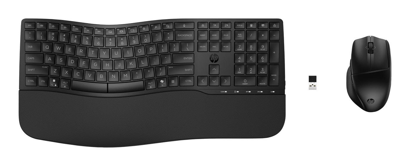 HP 680 Combo Teclado y Ratón Inalámbricos, 6 Teclas Programables, Sensor Óptico de 1200 dpi, hasta 36 Meses de Batería para el Teclado y 20 Meses para el Ratón, Compatible con Windows 11, Negro