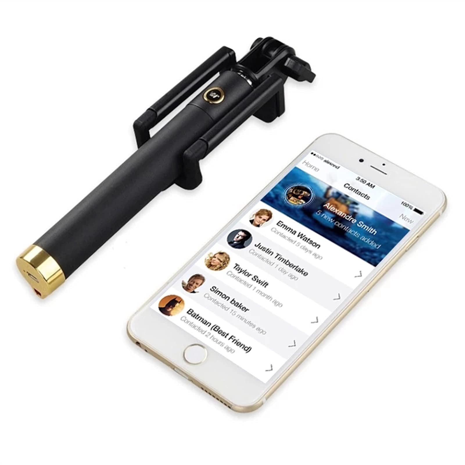SCRUBY Bastone per selfie estensibile monopiede palmare fotocamera pieghevole supporto mini treppiede selfie 27,5 cm-80 cm (oro)
