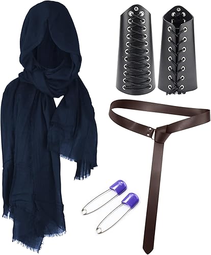 Miniatura 1 de Cinturón de piel sintética de caballero medieval para hombre, chal renacentista de medio hombro, bufanda, brazaletes de hebilla, disfraz de Halloween