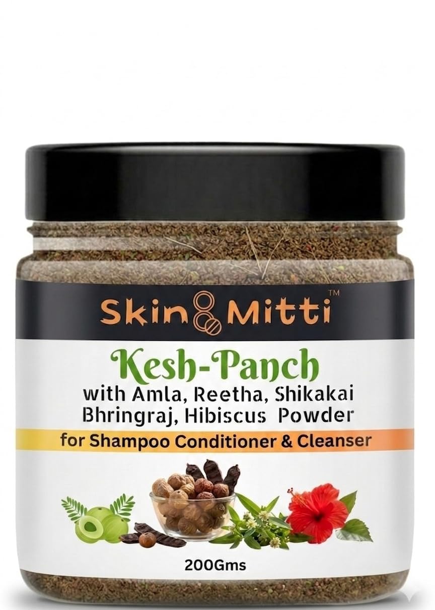 Kesh-Panch Hair Care Powder with Amla, Reetha, Shikakai, Bhringraj, Hibiscus for Shampoo Conditioner & Cleanser, 200 Grams-image-13