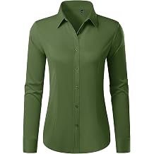 Button Down Shirts for Women Stain Shield Dress Shirt Wrinkle Free Classic Fit Long Sleeve Casual Business Work Blouse