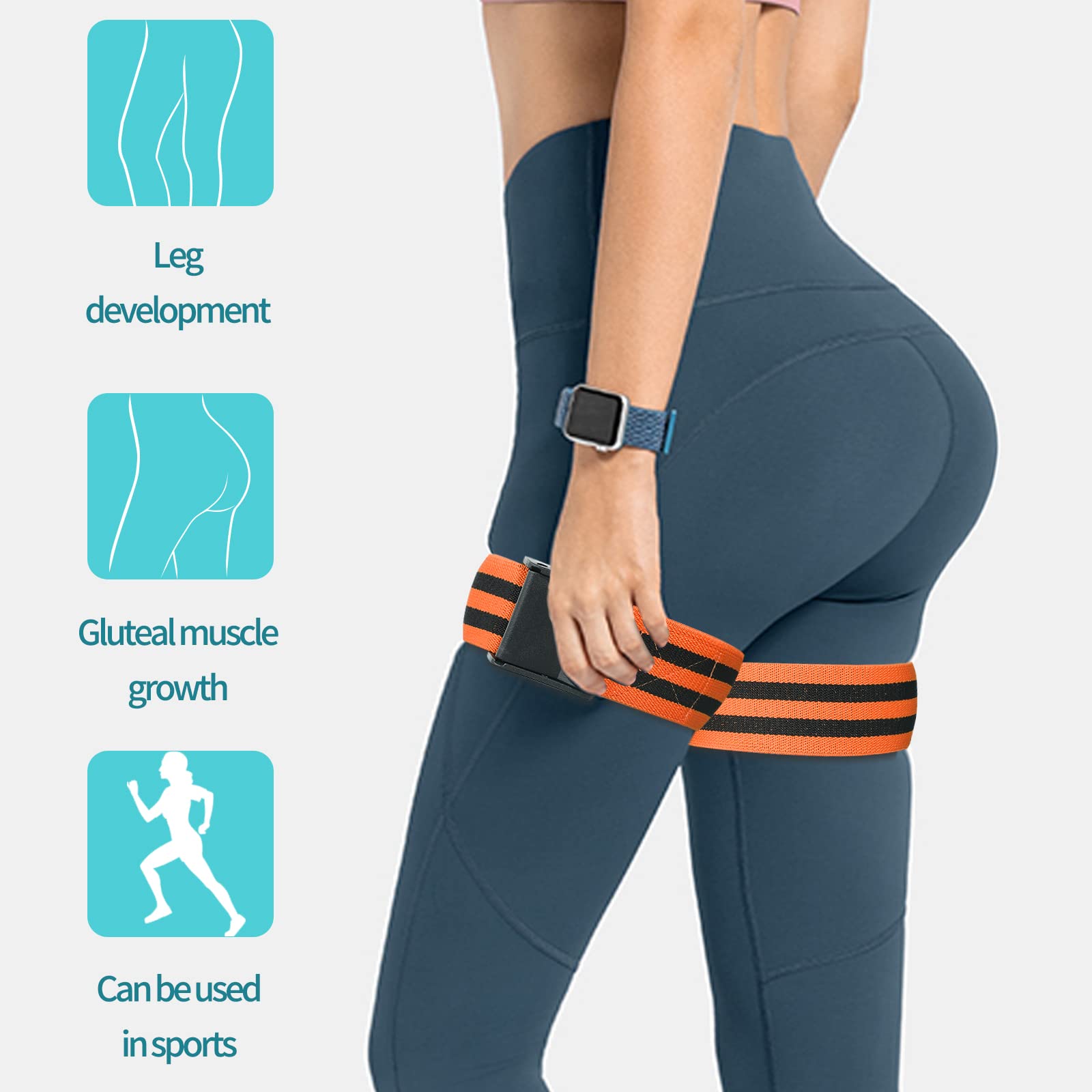 Booty Band per glutei da donna, 2 fasce elastiche per restrizioni del flusso sanguigno,fasce elastiche per la crescita muscolare occlusione,con fibbia a pizzico morbida antiscivolo per braccia e gambe allenamento per uomini e donne fasce occlusive