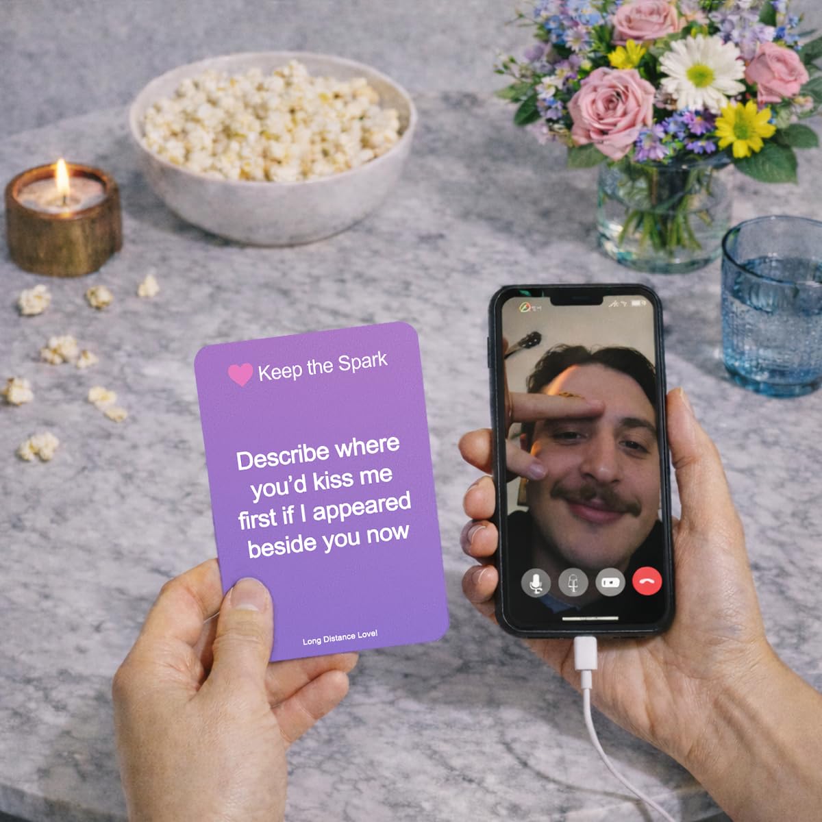 Long Distance Love – Long Distance Relationship Card Game for Couples, 150 Conversation Starter Cards for Video Calls & Virtual Date Night, Gift for Boyfriend or Girlfriend