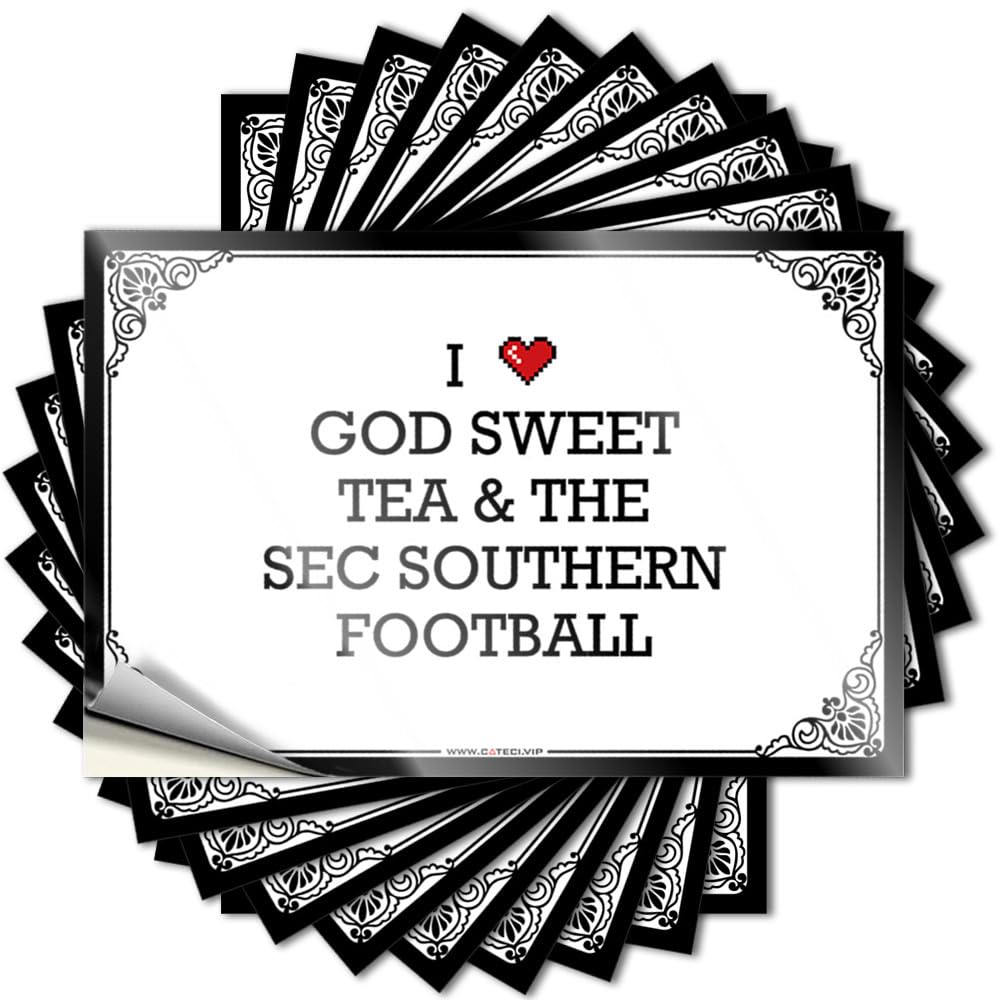 Sticker Rubber Easy Apply | I Love God Sweet Tea & The Sec Southern Football Affirmation Wall Peel and Stick(6X9CM)