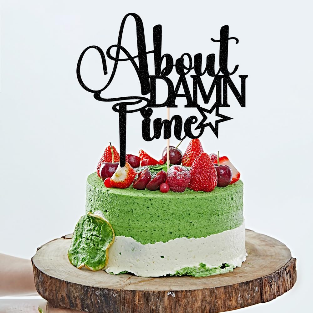 About Damn Time Cake Topper - Finally Wedding Topper, Funny Anniversary Decoration