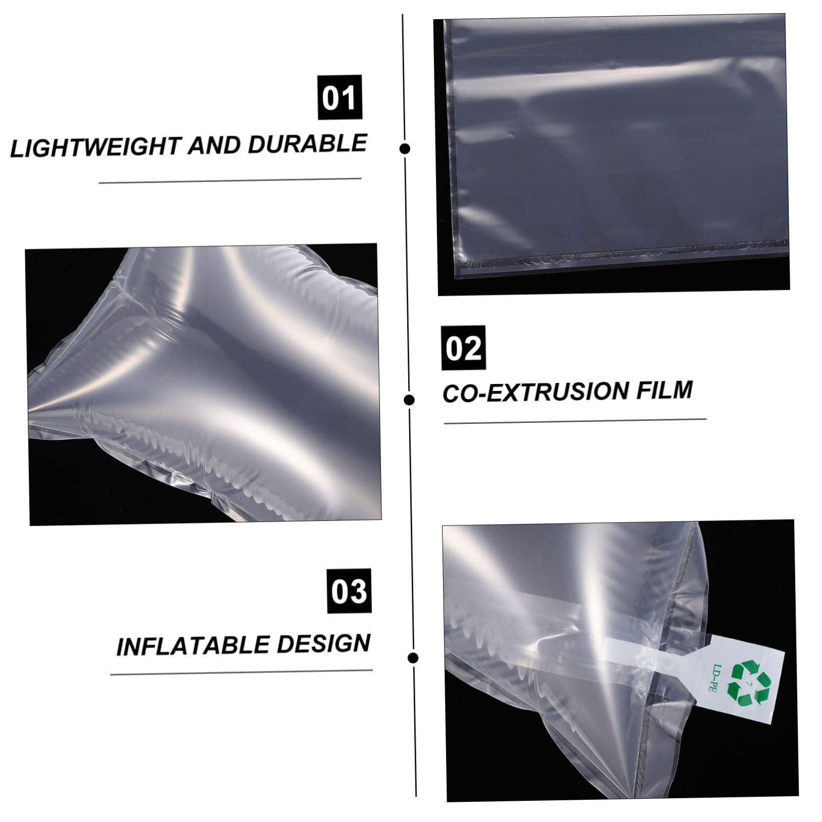 EXCEART 100pcs Paquet à Coussin D'air Gonflables en Film Coextrudé pour Emballage et Protection Anti-collision, Design Gonflable et Gain de Place pour Stockage et Expédition