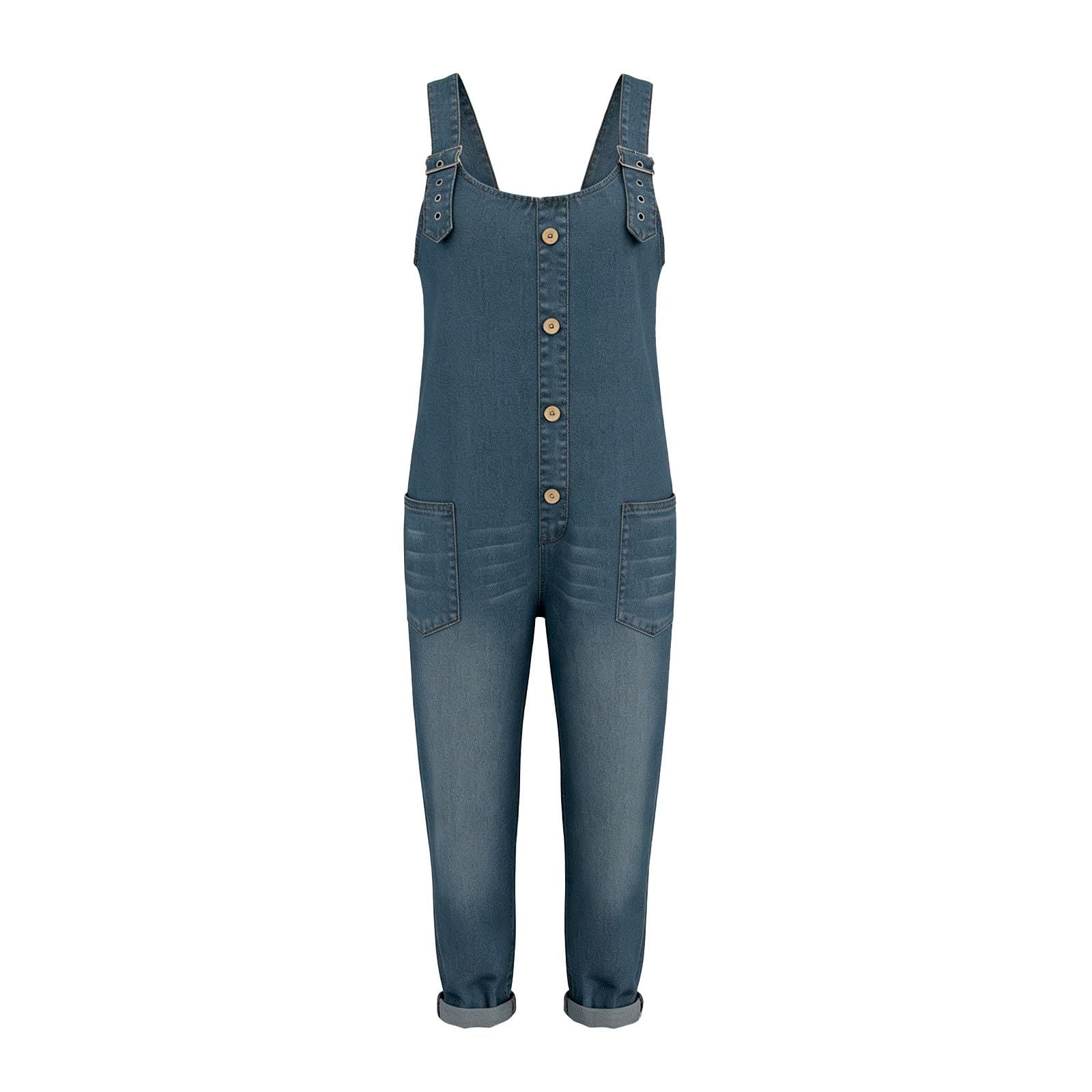Generisch Peto para mujer, pantalones vaqueros holgados, mono con tirantes ajustables, pantalones ajustados, pantalones vaqueros con entrepierna profunda, pantalones vaqueros con aspecto desgastado