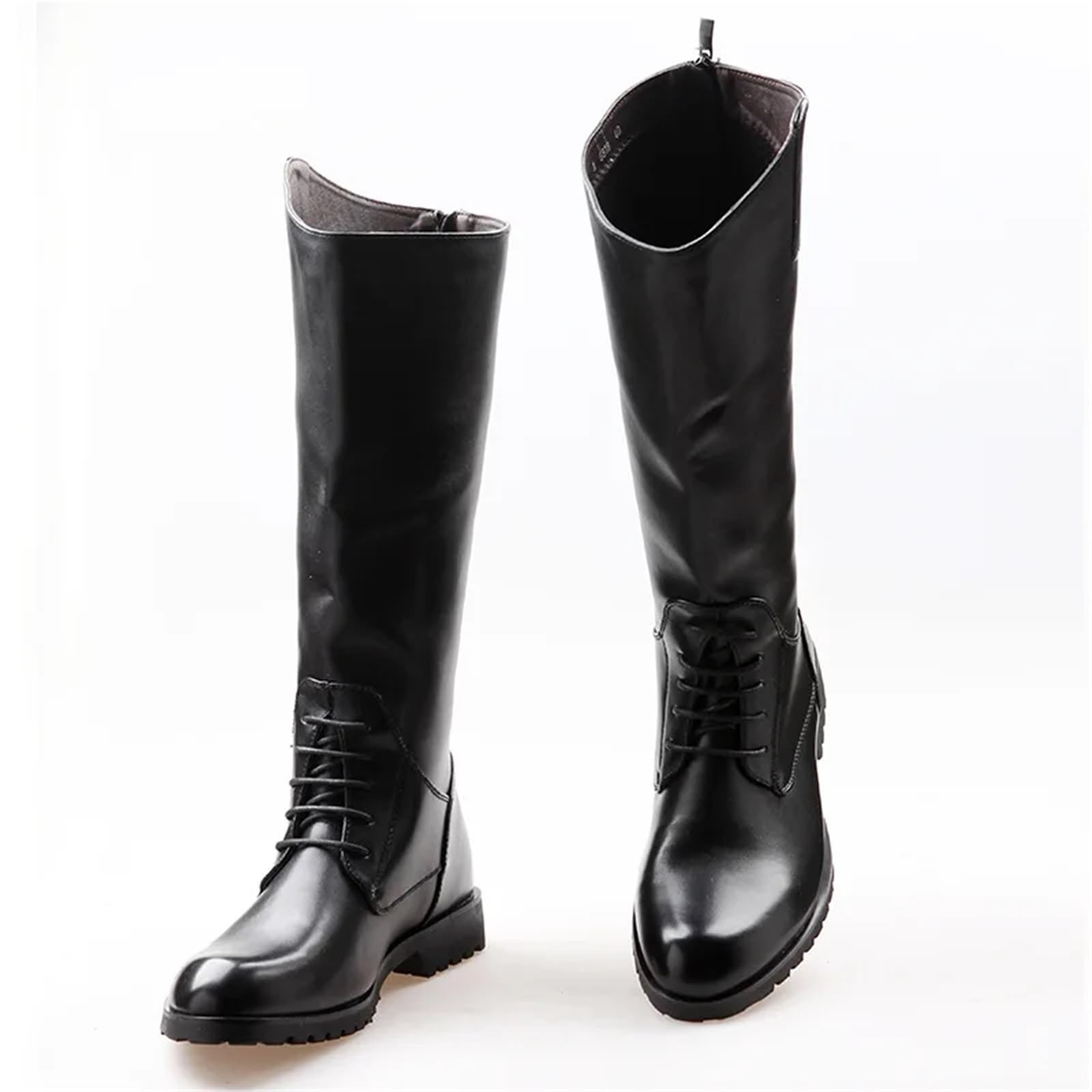 Botas altas informales de cuero con cremallera trasera for hombre, botas vaqueras largas de caballero, botas de montar de cuero, botas de motociclista 37-46