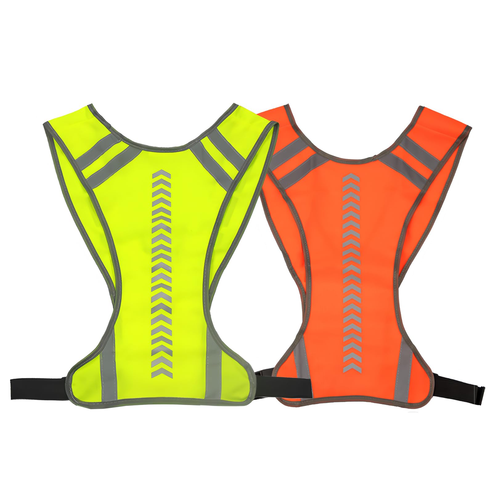 2PACK Unisex High-Visibility Safety Vest with Pockets - Reflective Mesh Vest in Orange & Lime Green for Night Walking, Running, Cycling, Jogging