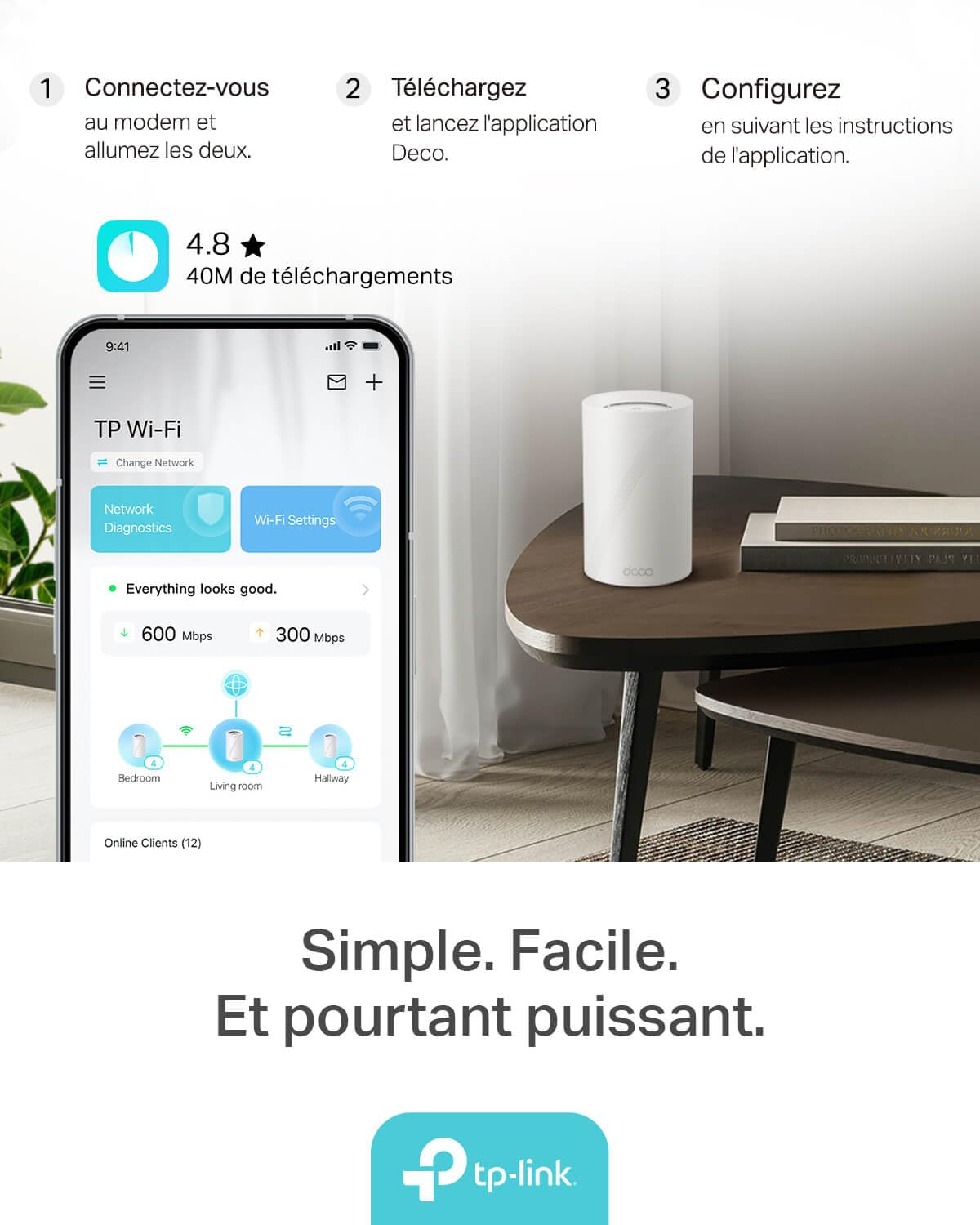 TP-Link Deco BE68 (3-Pack), WiFi 7 Mesh BE14000 tri-Bande, 14 Gbit/s, Port Ethernet jusqu'à 10 Gbit/s, Bande 6 GHz, Couverture jusqu'à 700 m², Compatible avec Toutes Les Box Internet Fibre