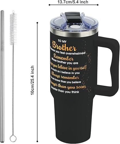 Miniatura 3 de Vaso de 40 onzas con llavero con texto en inglés "Best Brother Ever", taza de Navidad y cumpleaños, regalo de hermana o hermano Best Brother