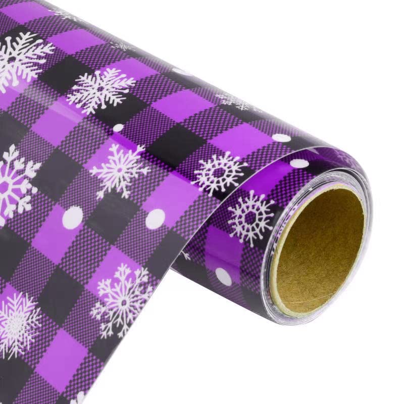 Christmas Buffalo Plaid HTV Heat Transfer Vinyl by KISSWILL - 10 Inches by 8 Feet Iron on Vinyl for T-Shirt/Hats/Shoes and More - Purple