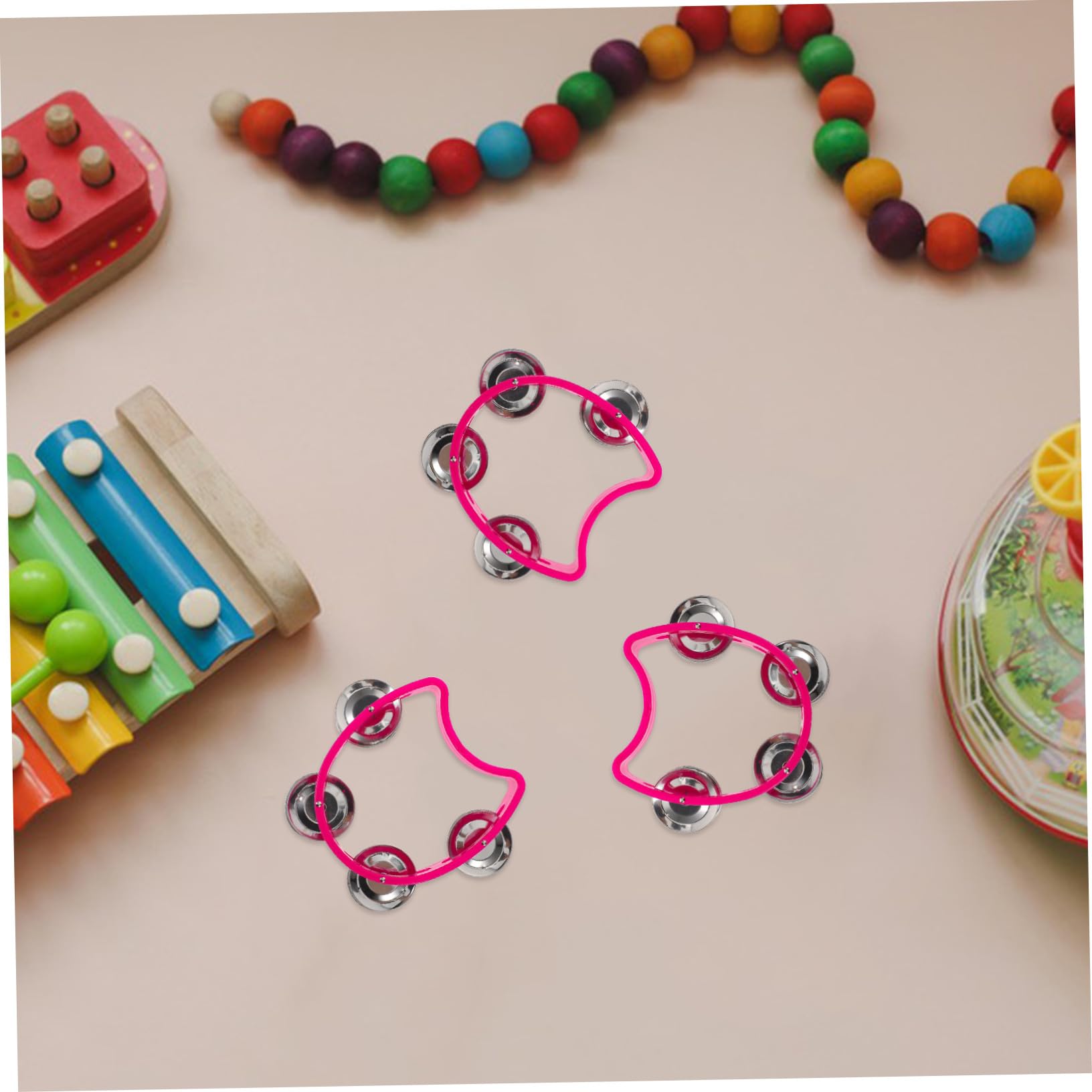12 Piezas Panderetas de Plástico con Cascabeles Instrumentos de Percusión para Adultos Diseño Ergonómico para Manos Pequeñas para Clases de Música Festivales y Actividades Grupales