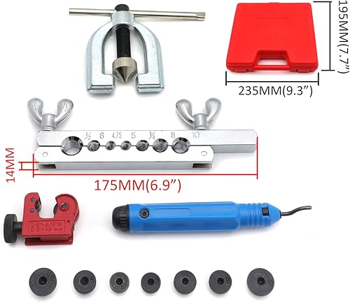 Miniatura 2 de SMT - Kit de herramientas automotrices de 7 troqueles de doble abocardado, tubo de doble llamarada, línea de freno de cobre y kit de herramientas de