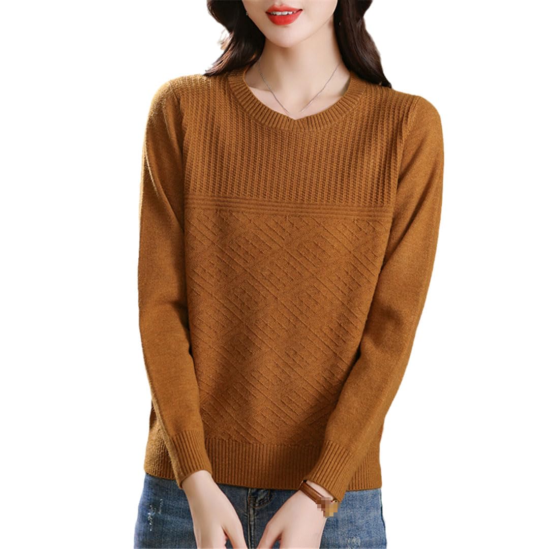 Jersey De Punto De Lana con Cuello Redondo Y Manga Larga para Mujer