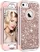 Vofolen Case for iPhone SE Case iPhone 5S Case Glitter Bling Shiny Heavy Duty Protection Full-Body Protective Cover Hard Shell Hybrid Silicone Rubber Armor + Front Bumper for iPhone 5 5S SE Rose Gold