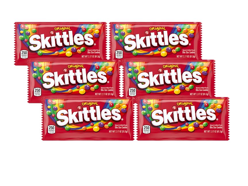 SkittlesOriginal Chewy Candy, Full Size, 2.17 OZ (Pack of 6)