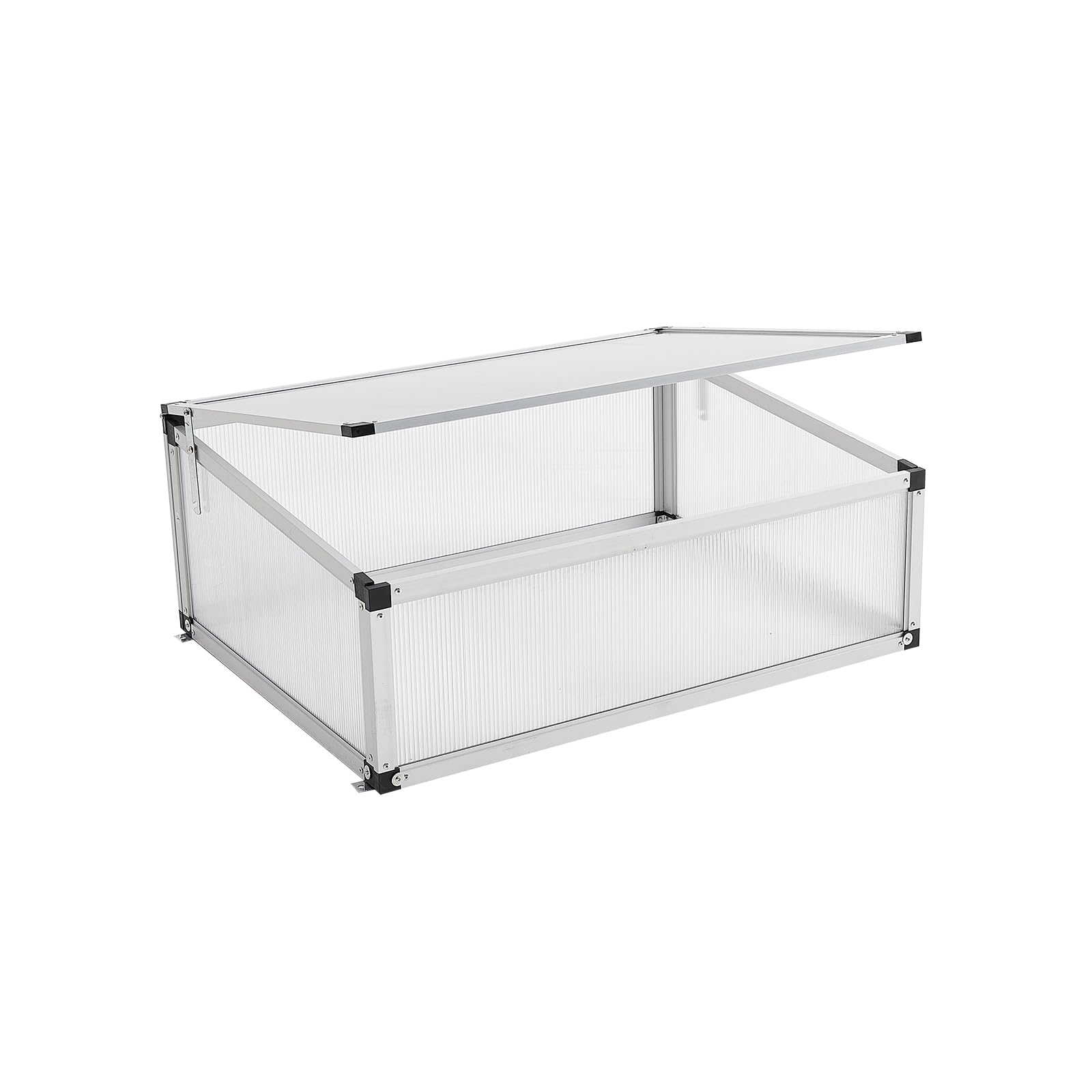 Alu Frühbeet lichtdurchlässig Frühbeetkasten Mini Gewächshaus Treibhaus UV Schutz Pflanzbeet 77x58x30cm Einzeldach Silbern