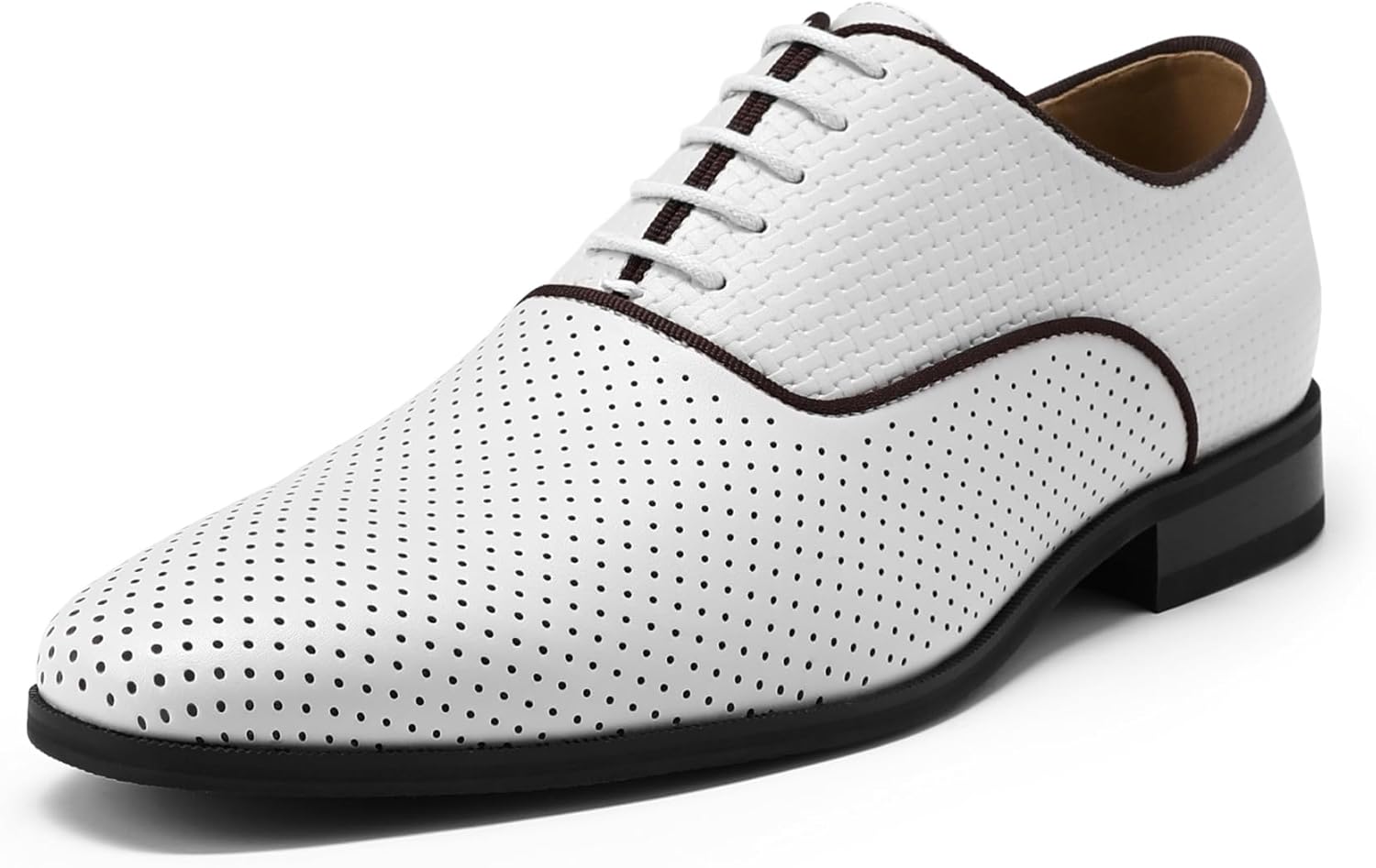 AUSTIN MILL Men's Oxford Dress Shoes Breathable Perforated Leather Mesh Lace Up Shoe for Business Casual Formal Office Wedding