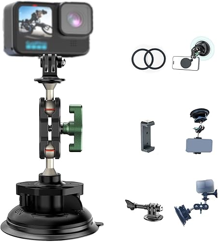 F1TP Soporte de ventosa para cámaras de acción, con adaptador de rosca estándar de 14"-20 para OSMO Action 3 DJI Action 2 Pocket 2, Gopro Hero