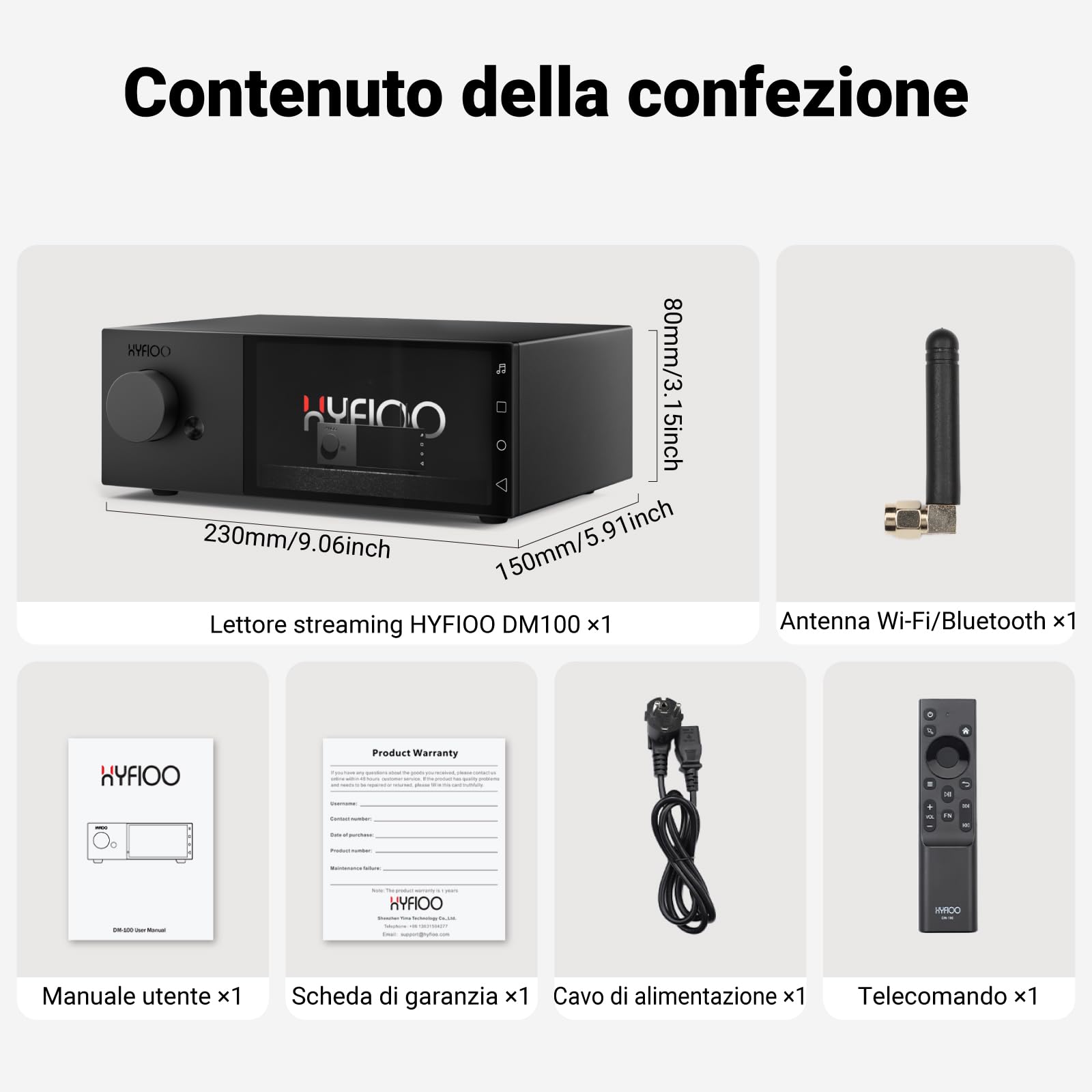 AIYIMA DM100 Streamer Musicale HiFi Player Audio Digitale Touchscreen 5,5" | WiFi 6, 8+64GB, EQ 31 bande e correzione ambiente, DLNA, AirPlay, NAS, Bluetooth 5.4 compatibile iOS, Android e Windows.