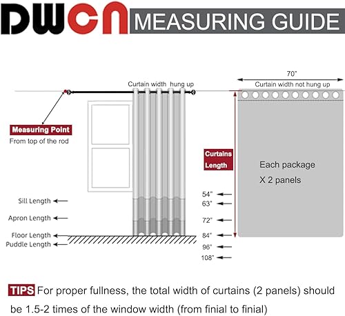 Miniatura 6 de DWCN - Cortinas blackout con diseño de damasco degradado, cortinas de ahorro de energía con aislamiento térmico y ojales, para sala de estar,