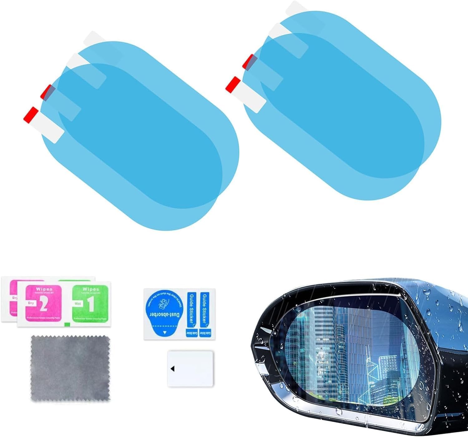 cerfioo 4 PCS Car Rearview Mirror Film, 3.93" x 5.9" Oval