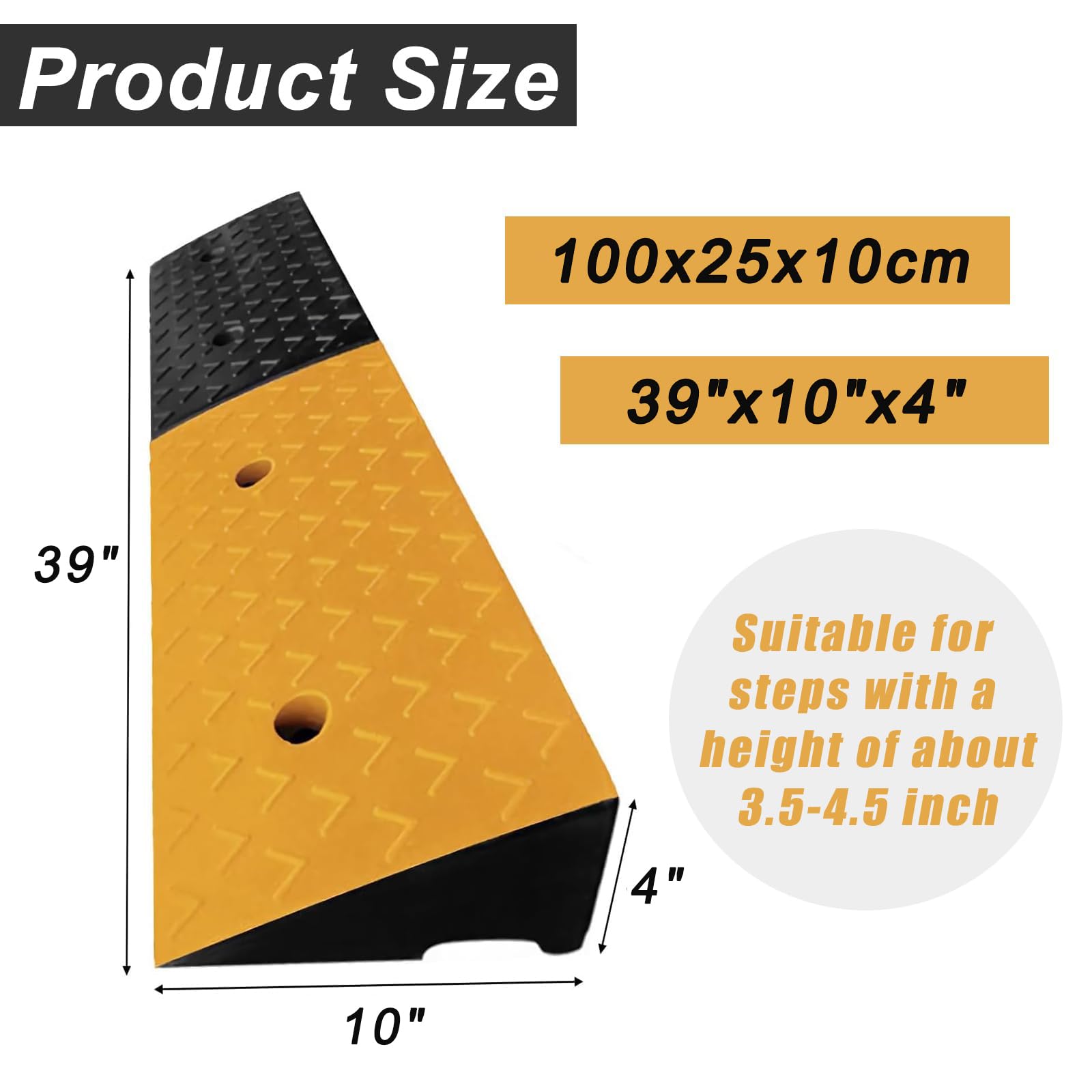 mopam 2 rampe in gomma per marciapiede, da 10 cm, resistenti, per marciapiedi, marciapiedi, auto, scooter, moto, 99 x 25 x 10 cm (lunghezza x larghezza x altezza)
