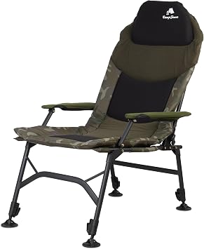 CampFeuer Camouflage Fishing Chair Olive Green Height-Adjustable Camping Chair Foldable Carp Chair Outdoor Travel Chair for Camping Camping Fishing Folding Fishing Chair Carp Chair Fishing Lounger