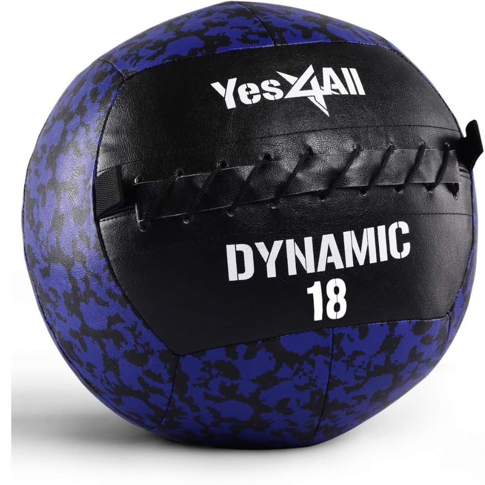 Yes4All SC7J Dynamic Wall Ball/Soft Medicine Ball, Wall Med Ball for Crossfit Workout and Full Body Exercises – 8.1kg, Camuflaje azul marino