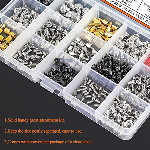 Helifouner 450 Pieces Computer Standoffs Spacer Screws Assortment Kit For Hard Drive Computer Case Motherboard Fan Power Graphics #TOP3