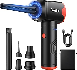 Gokilife Compressed Air Duster for PC,3-Gear Speed (Max 100000RPM) Cordless Air Duster with LED-Light,Reusable Compressed Air for Laptop, Keyboard, Replaces Compressed Air Can