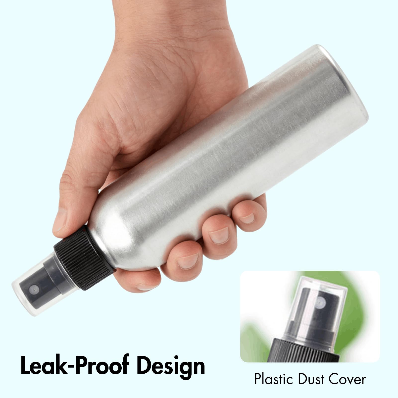 YOUEON 9 Stück 250ml Aluminium Sprühflaschen, wiederbefüllbare Sprühflaschen für feinen Nebel, wiederverwendbare Flaschen mit Sprühkopf für Reisen, Parfüm, Toner, Gesichtsspray, ätherisches Öl
