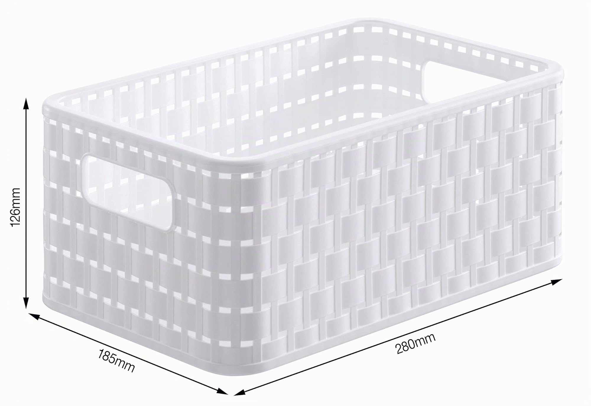 Rotho Country Set di 3 Scatole in Rattan-Look, Plastica PP, Bianco, 28x18.5x12.6 cm