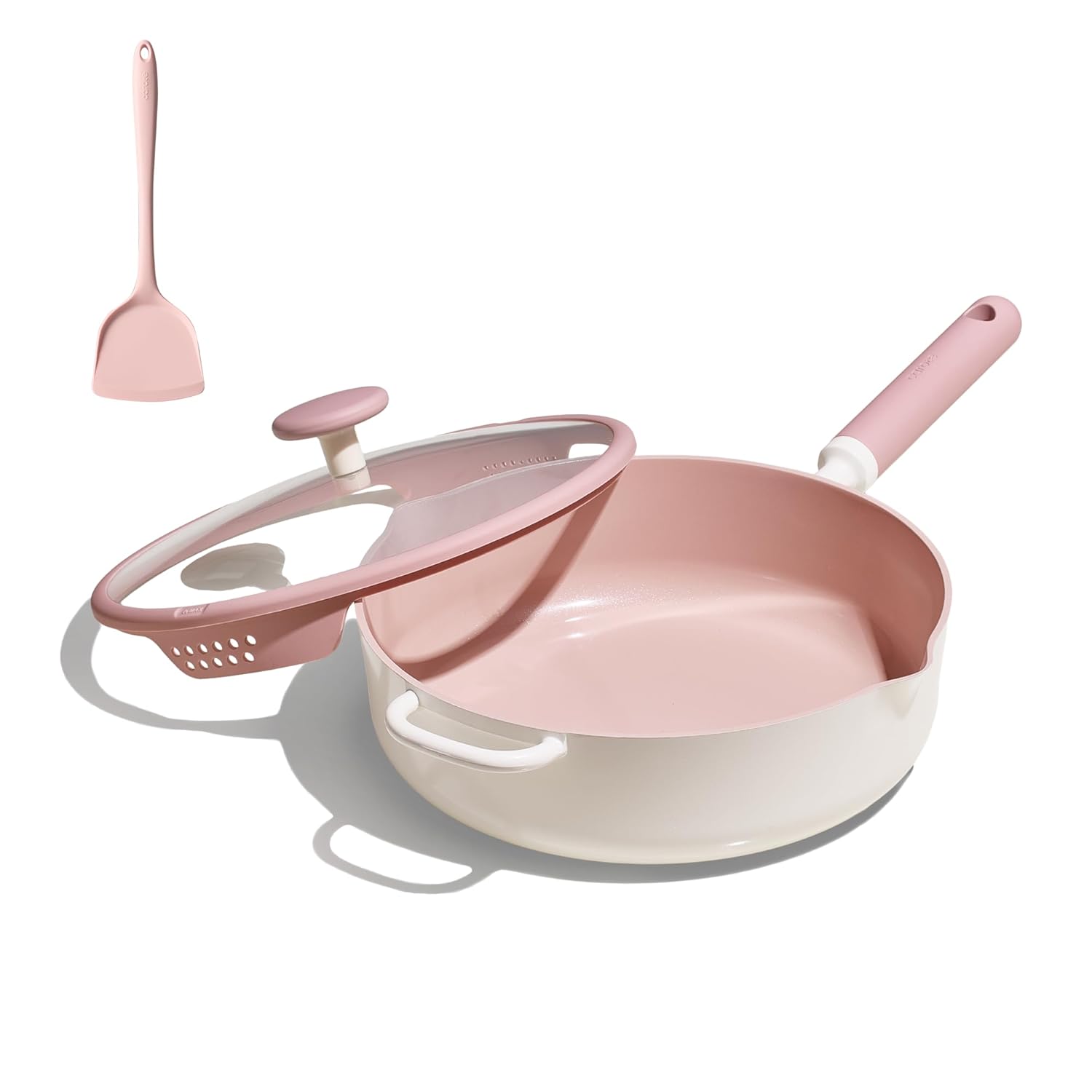 CAROTE 11 Inch Nonstick Deep Frying Pan with Lid 5 Qt Chef Saute Pan with Pour Spout Skillet