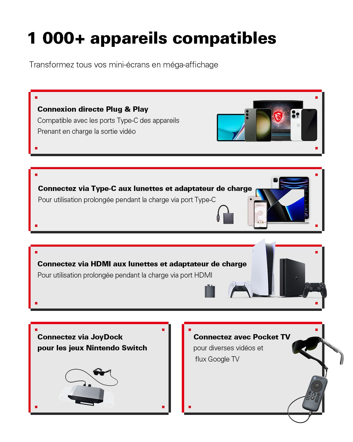 RayNeo Air 3s Lunettes AR/XR, Écran HueView 201" 120Hz FHD, Lunettes Connectée AR Portables pour iPhone 16/15, Android, Mac, Switch, PS5, Steam Deck – Théâtre Portable