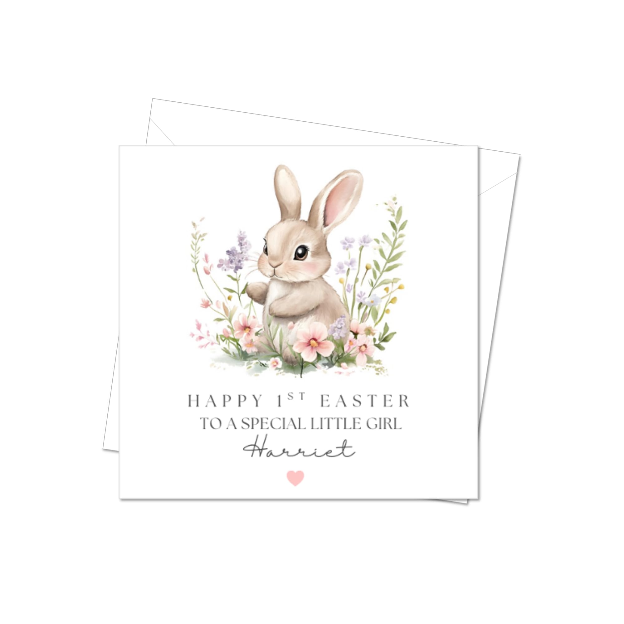 Personalised Happy 1st Easter Card, First Easter Bunny Card for daughter, son, granddaughter, grandson, Baby's Easter Card- any name/text