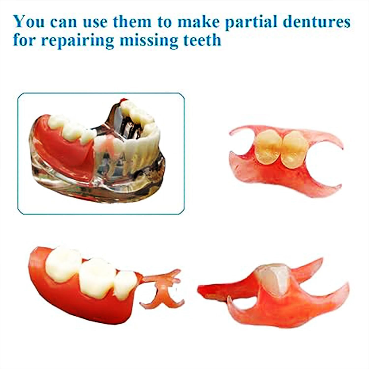 Denture kit, making partial dentures and full dentures kit DIY simulation practice making denture kit, equipped with DIY tool kit and temporary teeth,Create Your Perfect Smile at Home-F