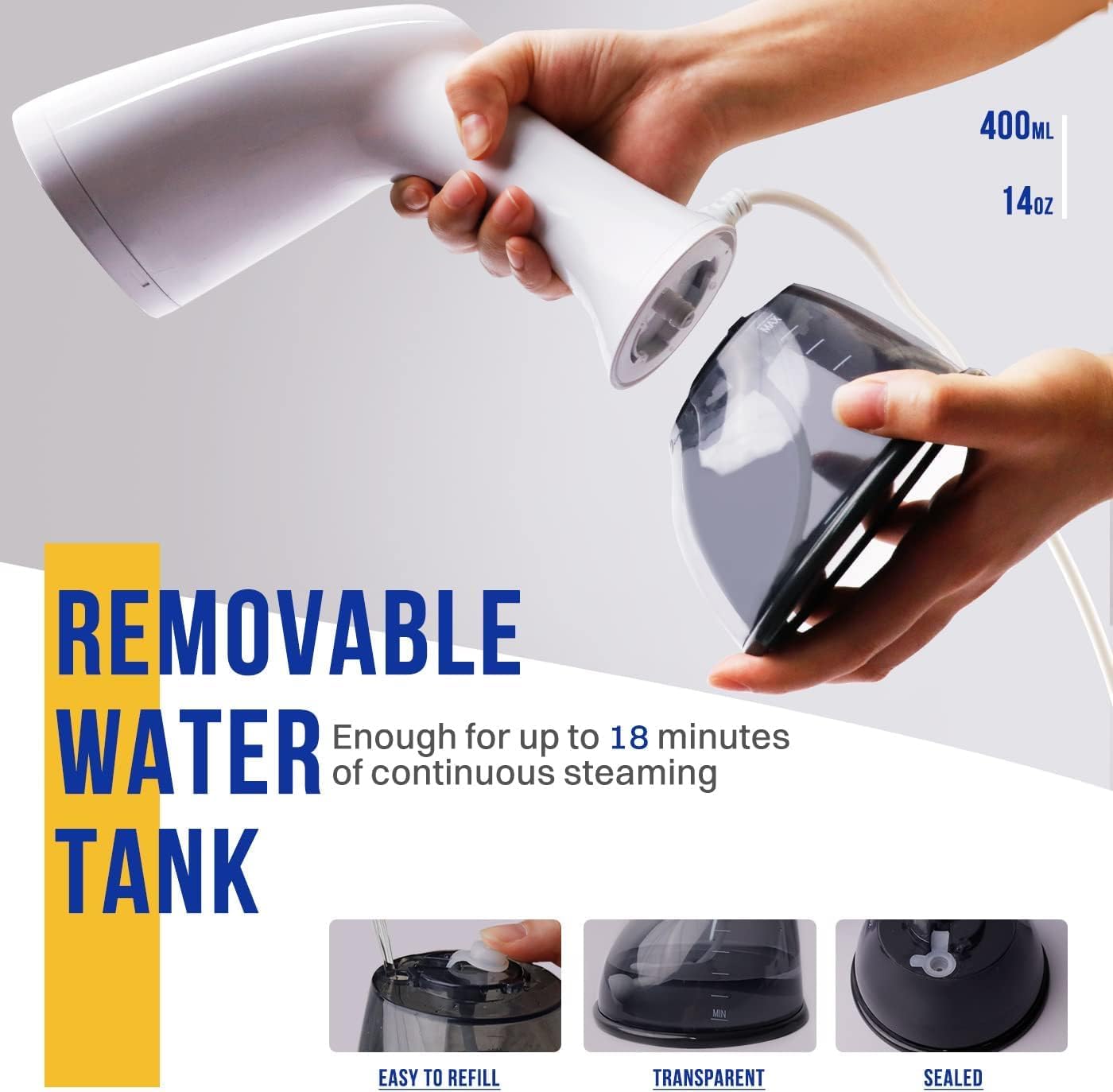 Handheld Clothes Steamer, 1640W 30g/min Steam 400 ml (HY-128) thumbnail 6